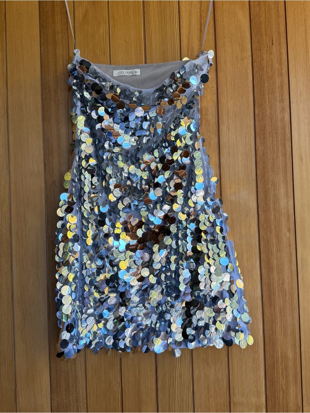 12th Tribe Pippa Silver Disco Sequin Mini Dress